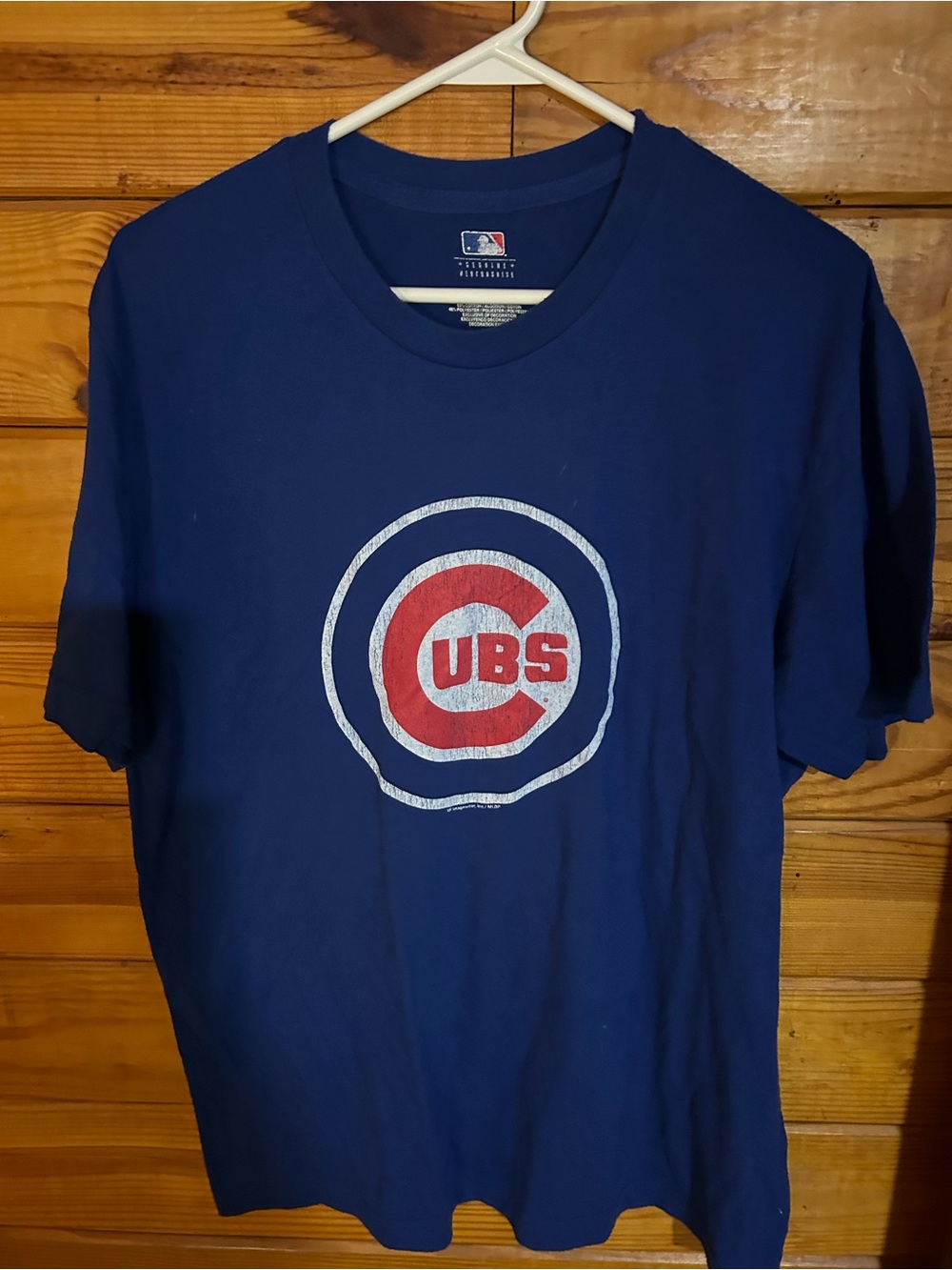 MLB Chicago Cubs Navy Blue Short Sleeve Tee with Red & White Logo